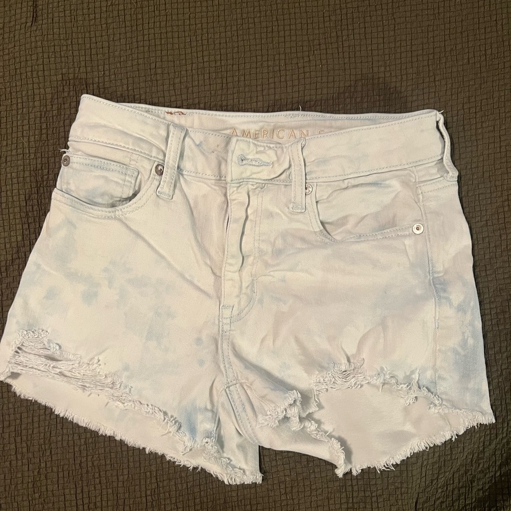 American Eagle Outfitters White Jean Shorts Distressed Cut-Offs